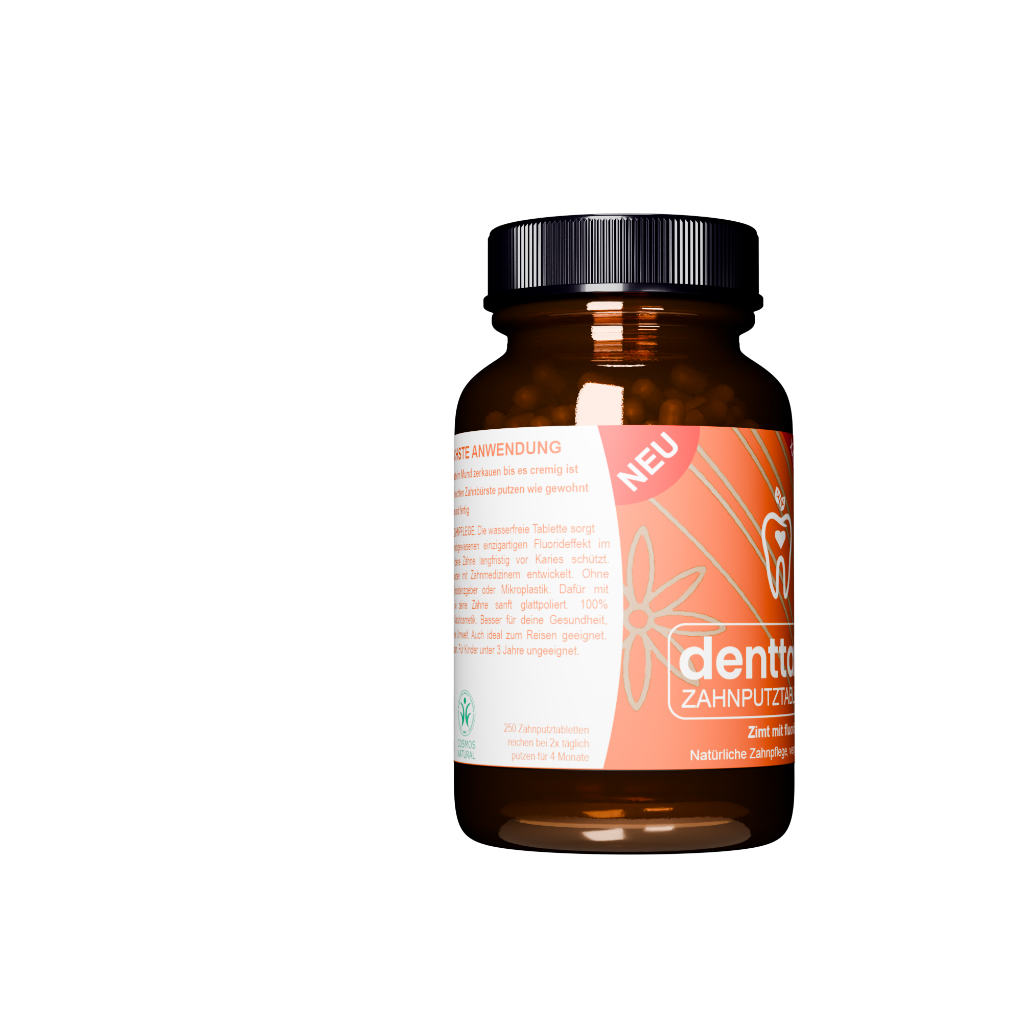 denttabs Zahnputztabletten Cinnamon xxl Glas 250 Stk mit Fluorid