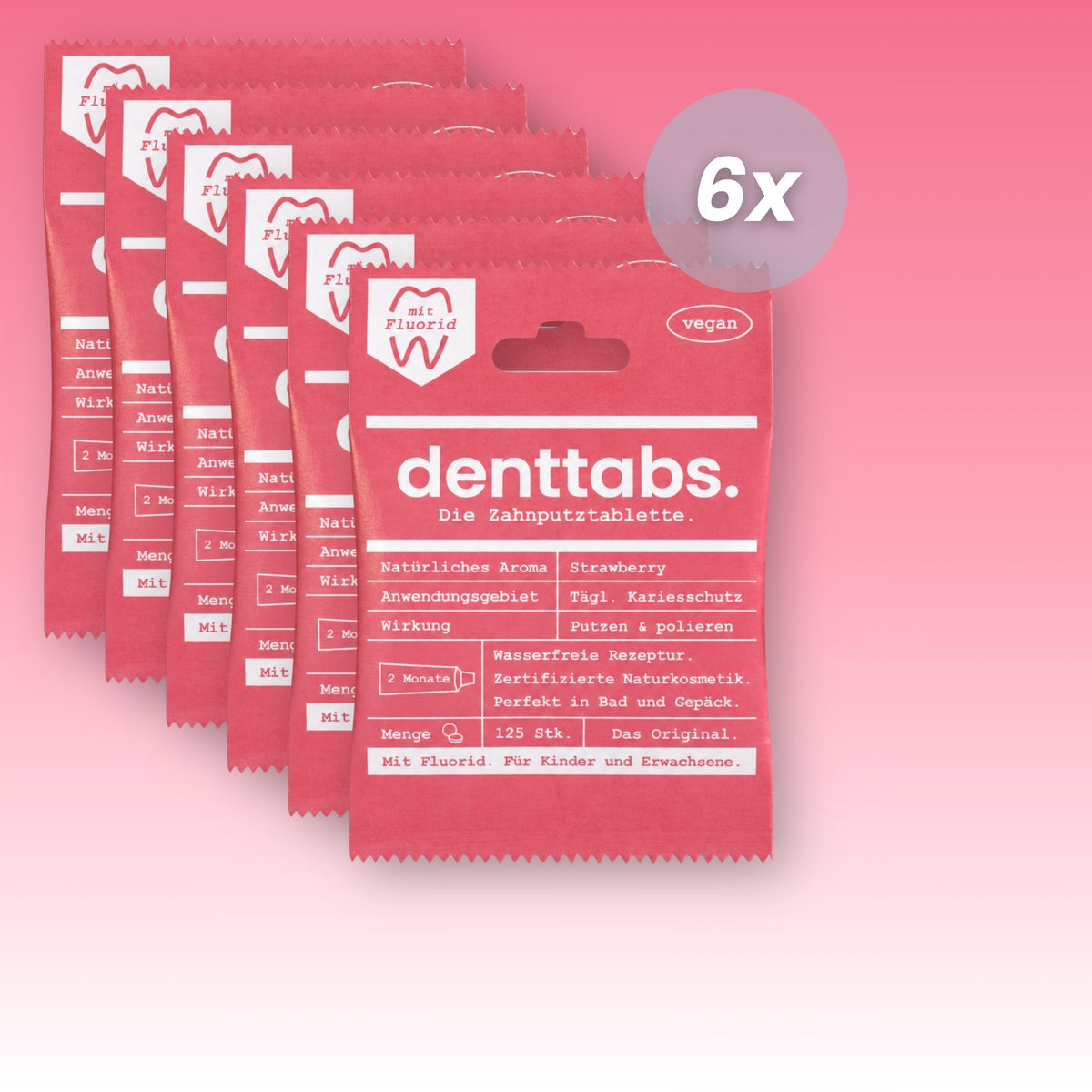Denttabs Strawberry mit Fluorid Jahresvorrat