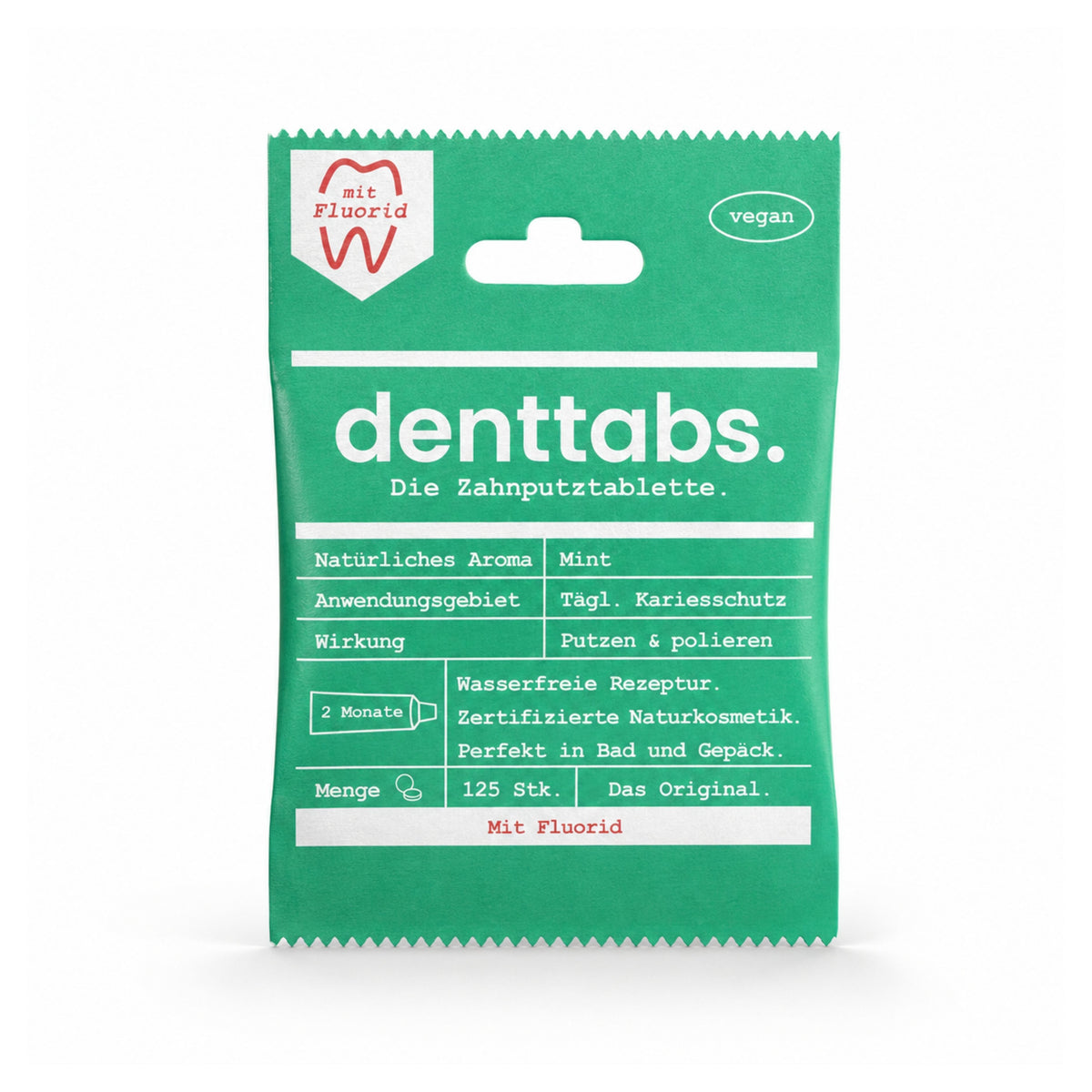 Denttabs Zahnputztabletten Mint mit Fluorid 125 Stk