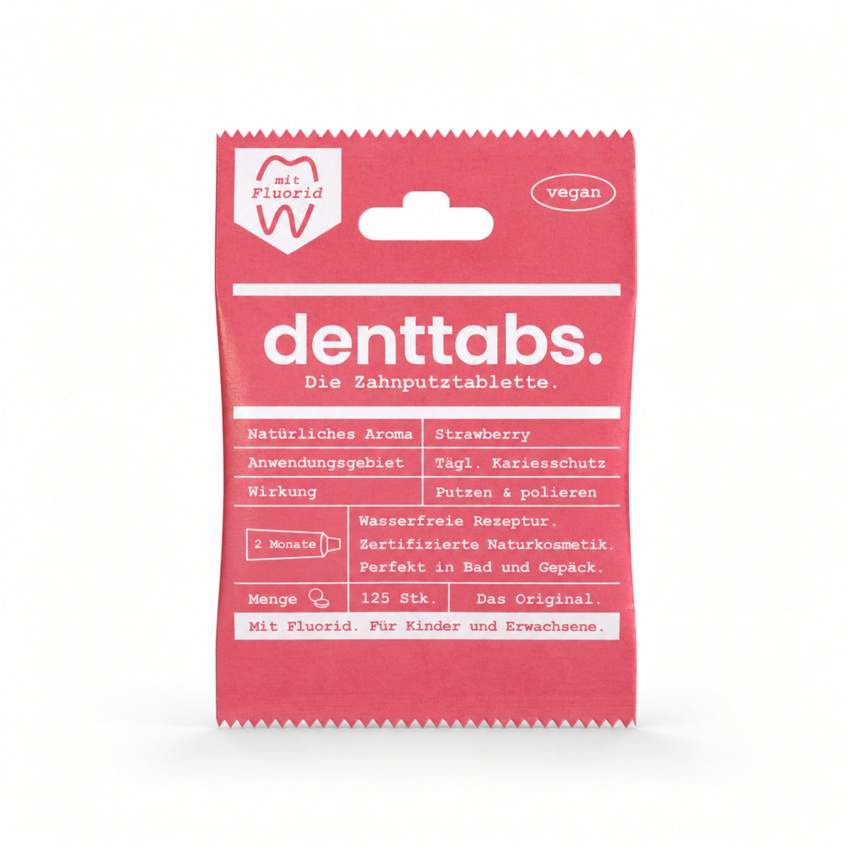 Denttabs Zahnputztabletten Strawberry mit Fluorid 125 Stk