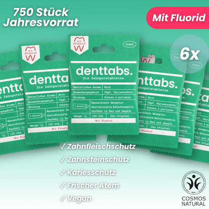 Denttabs Mint mit Fluorid Jahresvorrat