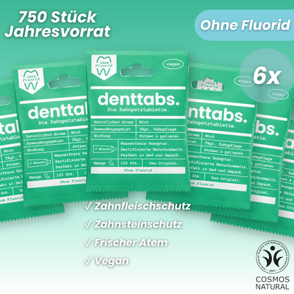 Denttabs Mint ohne Fluorid Jahresvorrat