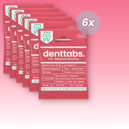 Denttabs Strawberry ohne Fluorid Jahresvorrat