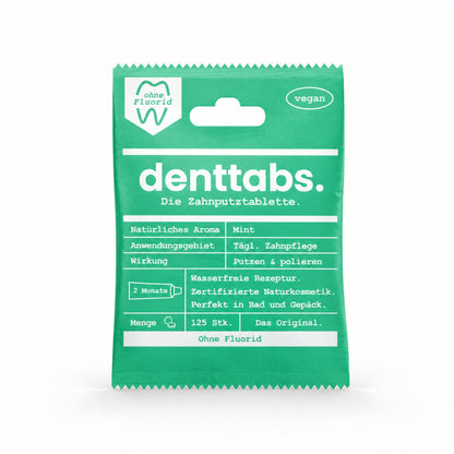 Denttabs Zahnputztabletten Mint ohne Fluorid 125 Stk
