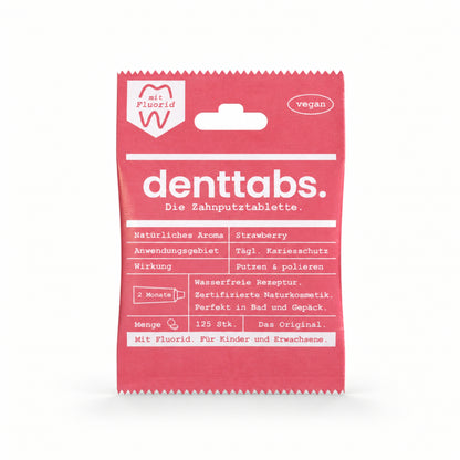 Denttabs Zahnputztabletten Strawberry mit Fluorid 125 Stk