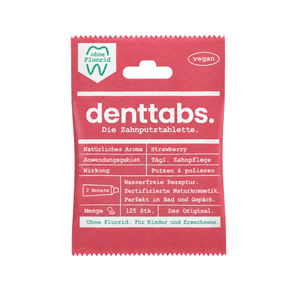 Denttabs Zahnputztabletten Strawberry ohne Fluorid 125 Stk