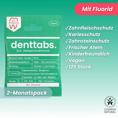 Denttabs Zahnputztabletten Mint mit Fluorid 125 Stk
